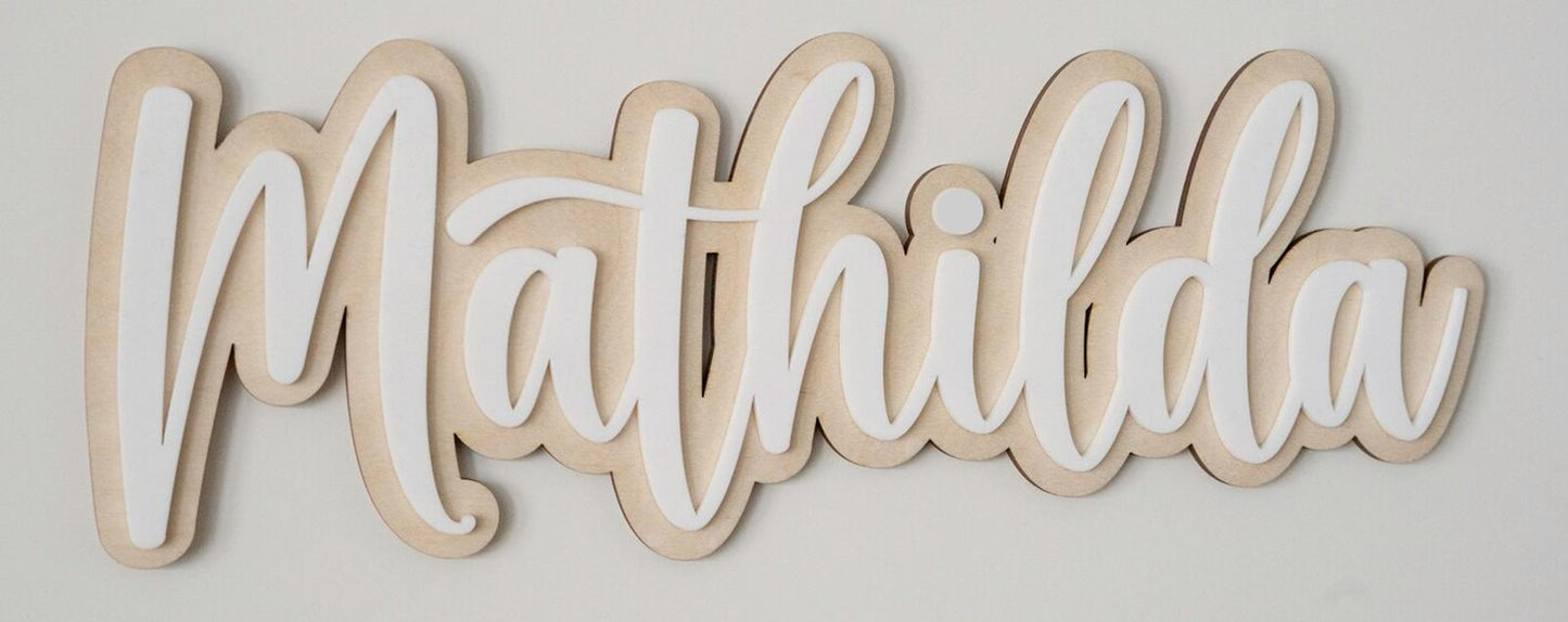 Houten wandnaam met acrylaat