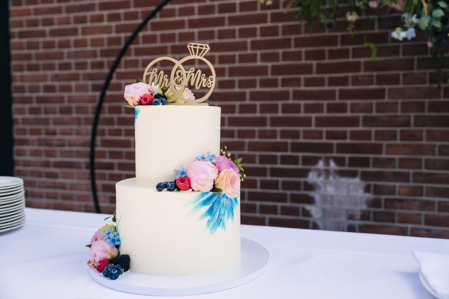Gepersonaliseerde caketopper met ringen & initialen