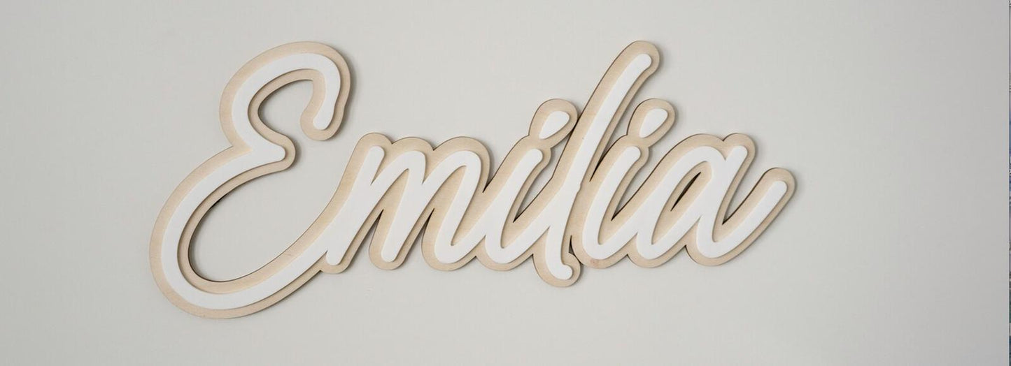 Houten wandnaam met acrylaat